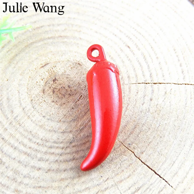 Julie Wang 5 шт. сплав Красный Эмаль Чили Очаровательное ожерелье подвеска серьги