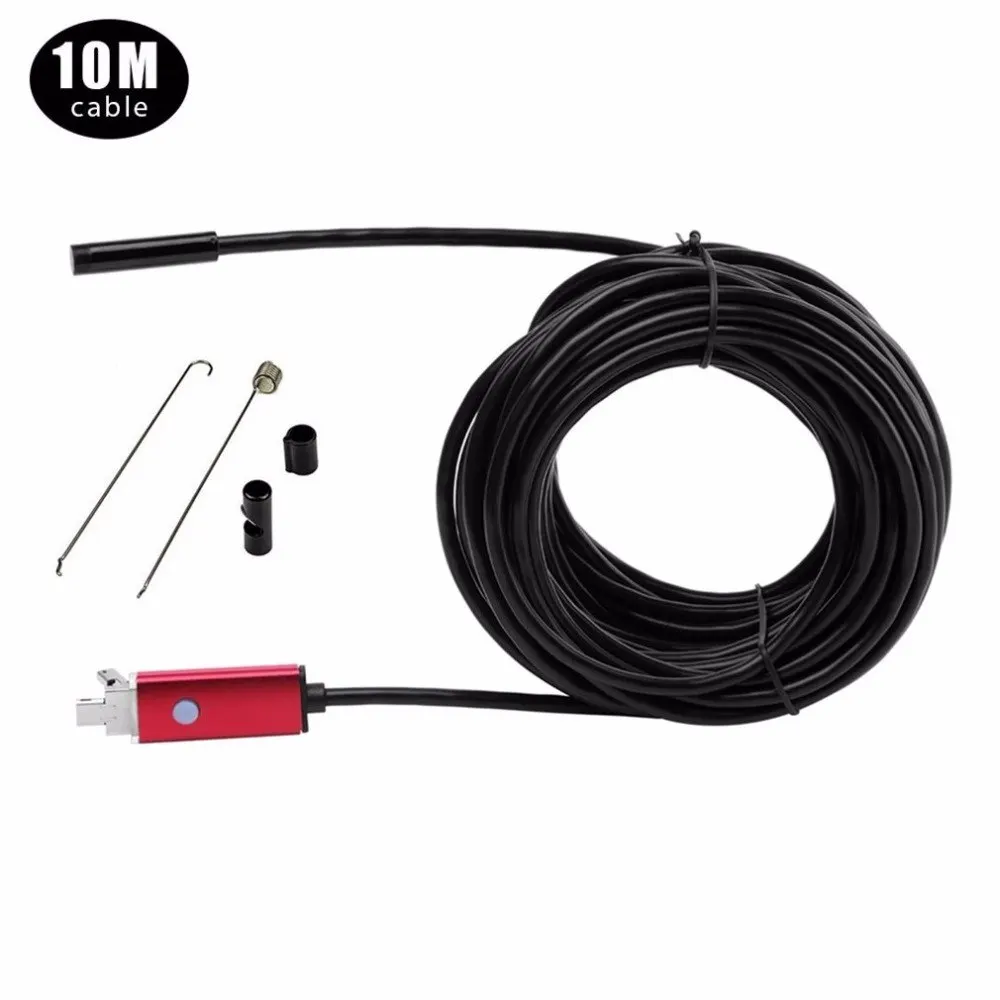 HD 720P 2 в 1 8 мм 10 м USB эндоскоп Водонепроницаемый Бороскоп Инспекционная камера Surpport для Android и ПК системы черный красный