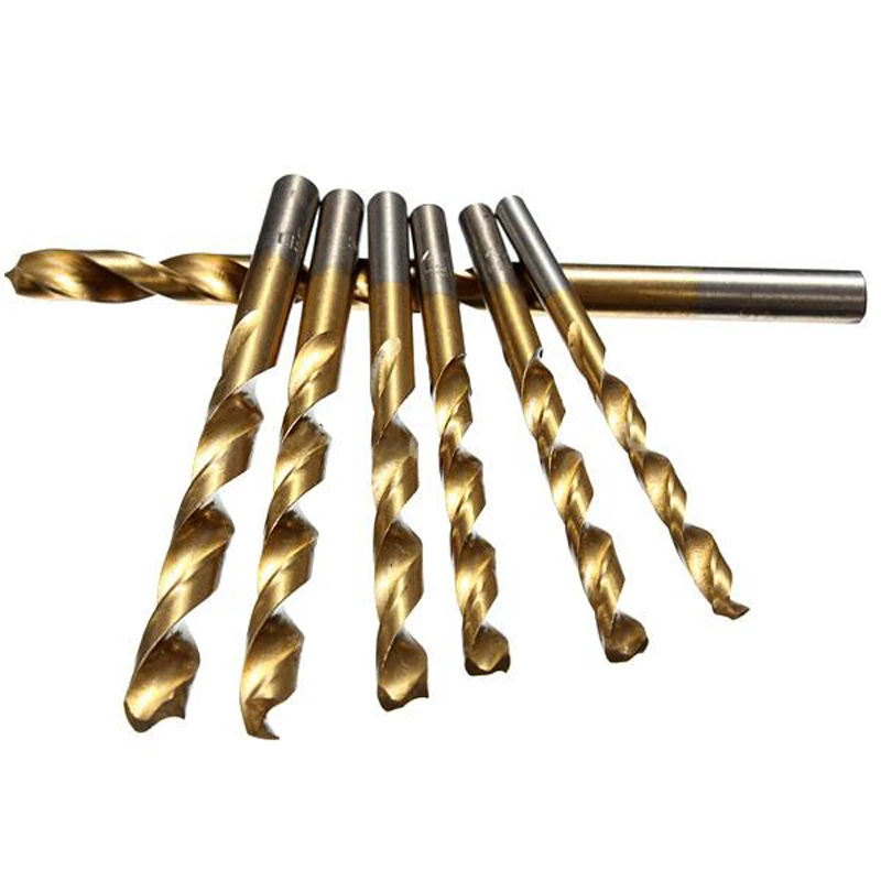 13pcs/set HSS Twist Drill Bit Set Titanium Coated Woodworking Wood Tools 1.5-6.5mm | Инструменты