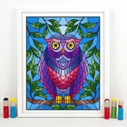 Красочная сова, сидя на ветке дерева, плакат, принты, лес, животные, иллюстрация, искусство, холст, живопись, картина, домашнее настенное искусство, Декор