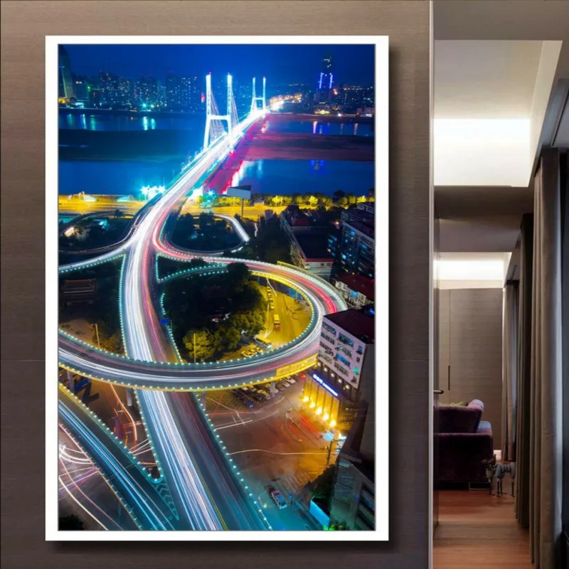 Обои 3d на заказ красивый городской пейзаж ночной вид неоновый свет входные обои