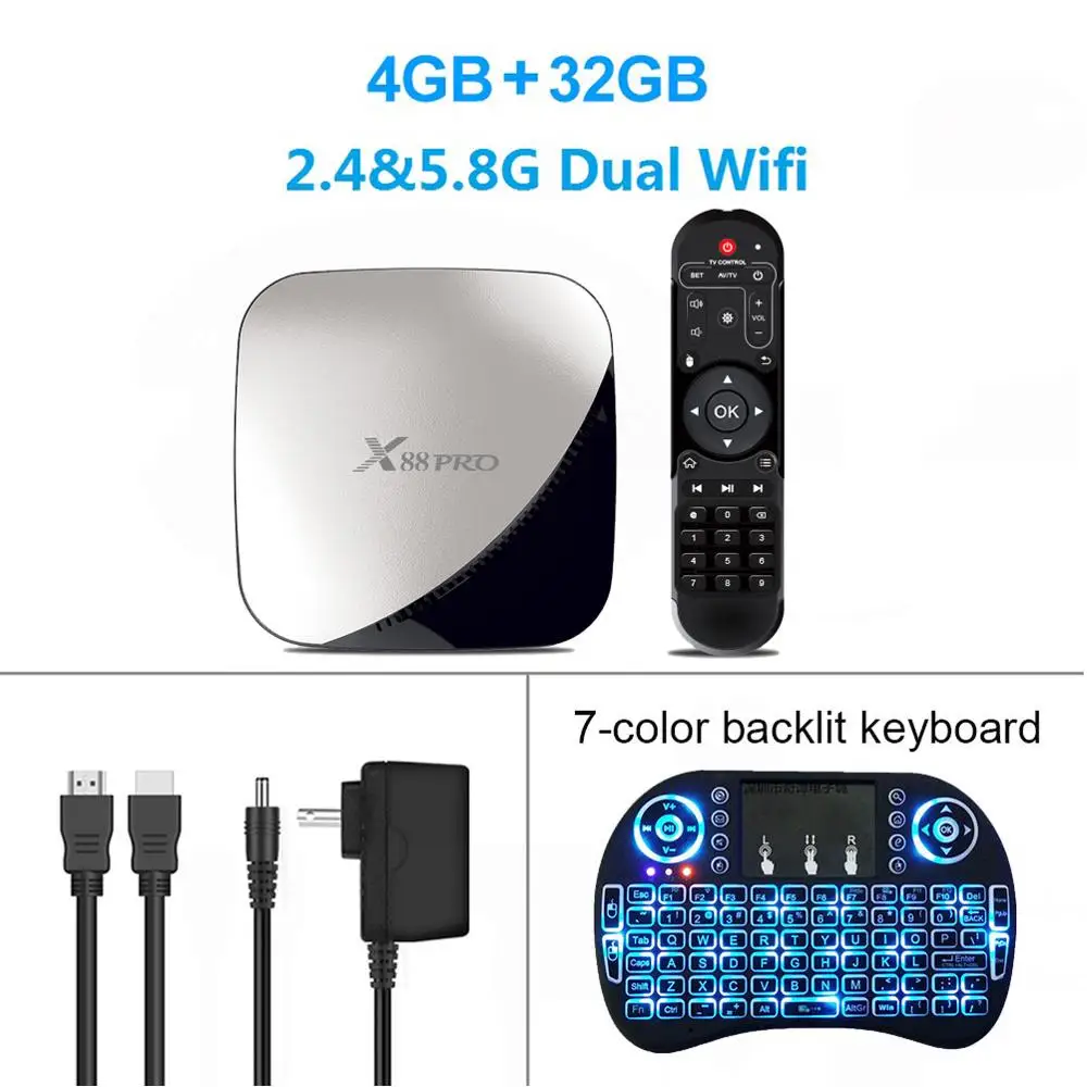 LEMADO X88PRO Android ТВ приставка Android 9,0 приставка Rockchip RK3318 4 Гб ОЗУ 64 Гб ПЗУ 4K Google плеер магазин Смарт ТВ приставка - Цвет: 4G 32G backlit i8