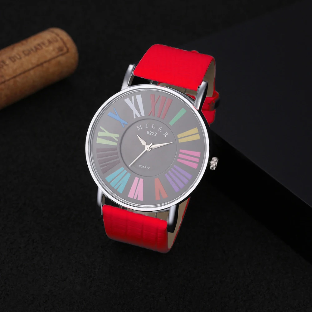 MILER многоцветные римские цифры часы женские кожаные модные reloj mujer|feminino|feminino relogio |