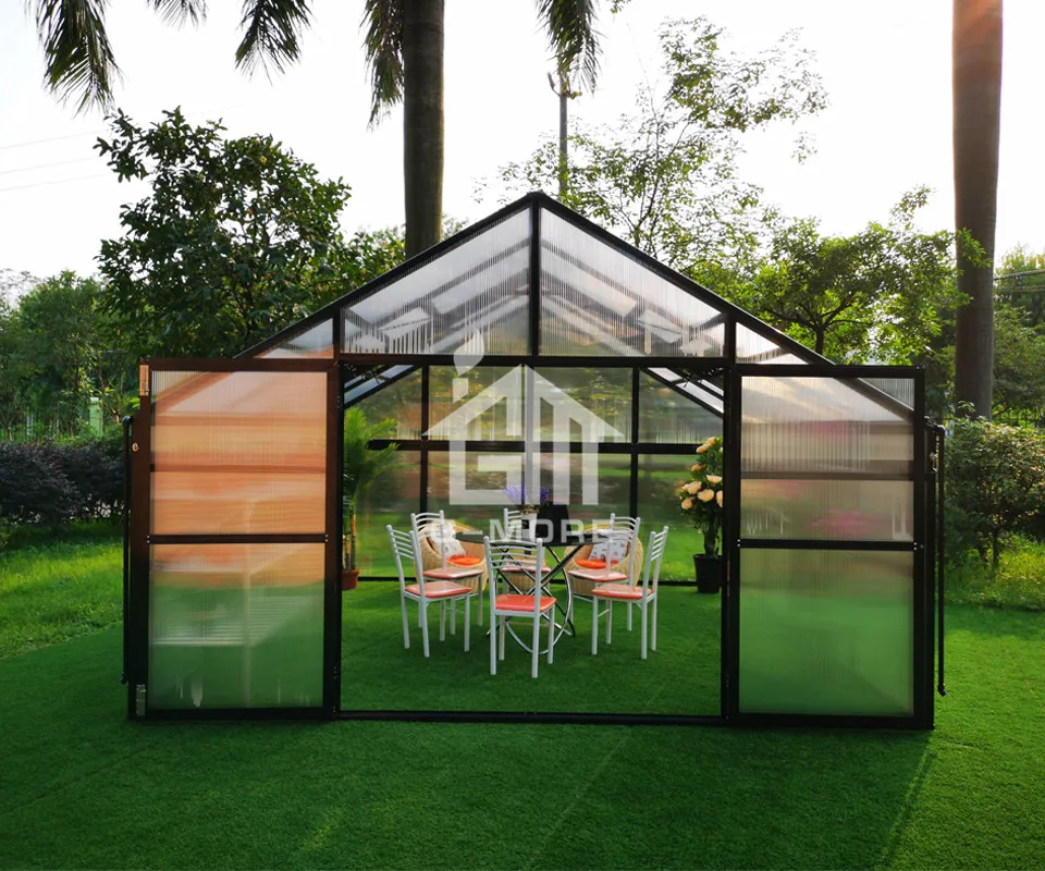 Алюминиевая оранжерея для улицы 4 м ширина зеленый сад|Садовые теплицы| |