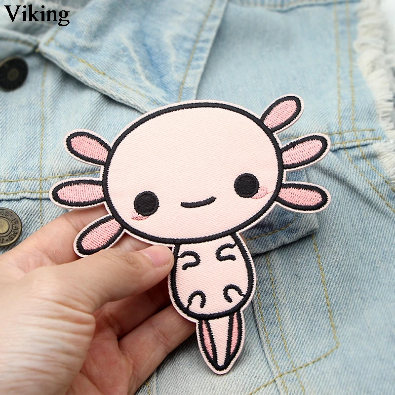 Axolotl нашивки Мультфильм пришить Аппликация Вышивка милые железные нашивки на одежду "сделай сам" аксессуары Kawaii аппликация для детей G0050
