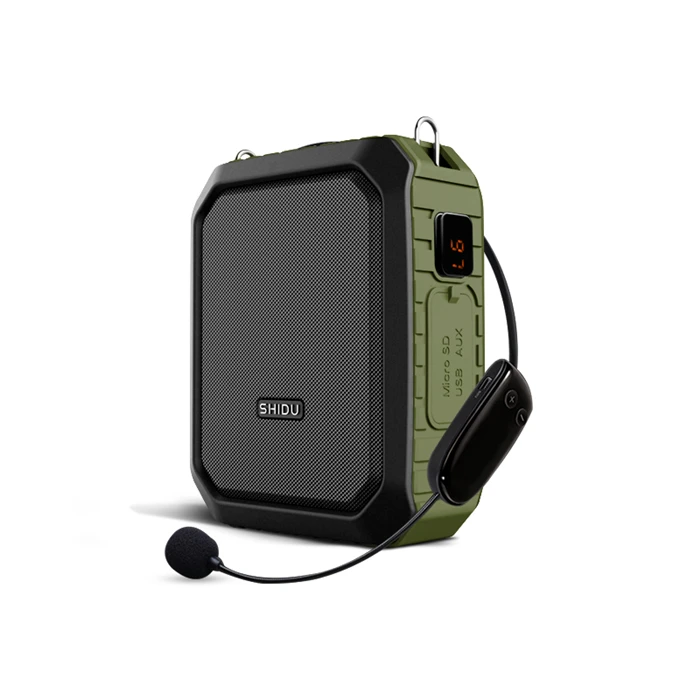 Wireless Green SHIDU 18 Вт Портативный беспроводной Bluetooth динамик водонепроницаемый голосовой усилитель с UHF микрофоном для учителя поддержка AUX TF USB диск - Цвет: Wireless Green