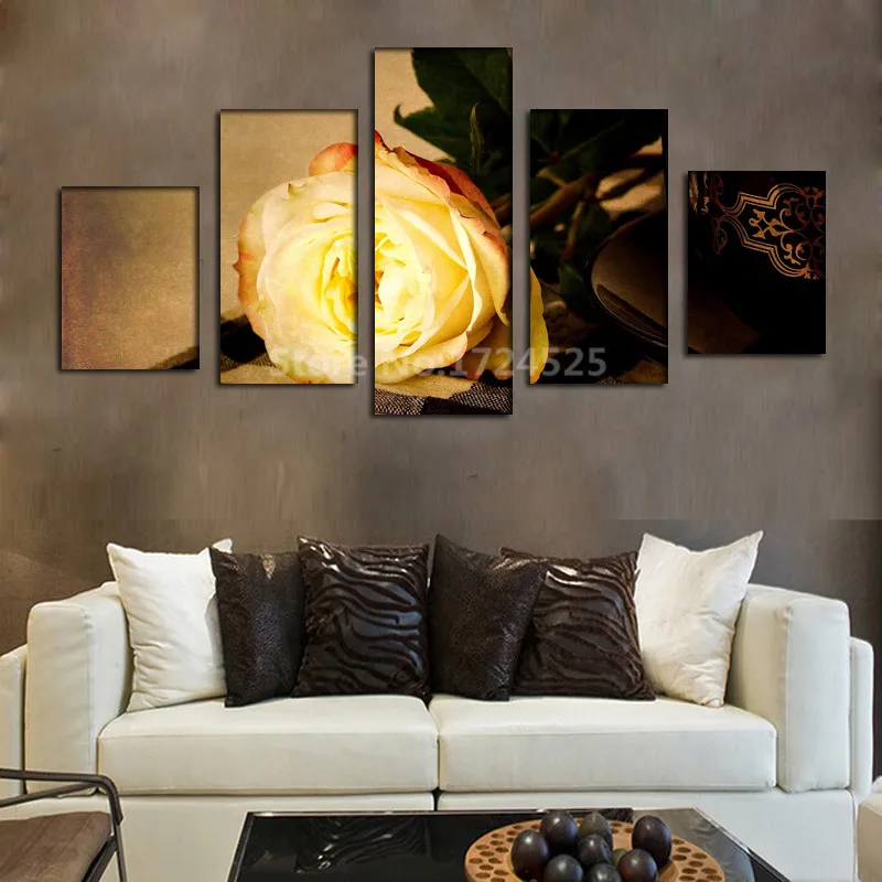 CLSTROSE Fashion Gold Rose Flower Canvas Painting Picture On The Wall Print Paintings Home Decor Art Photos No Frame | Дом и сад