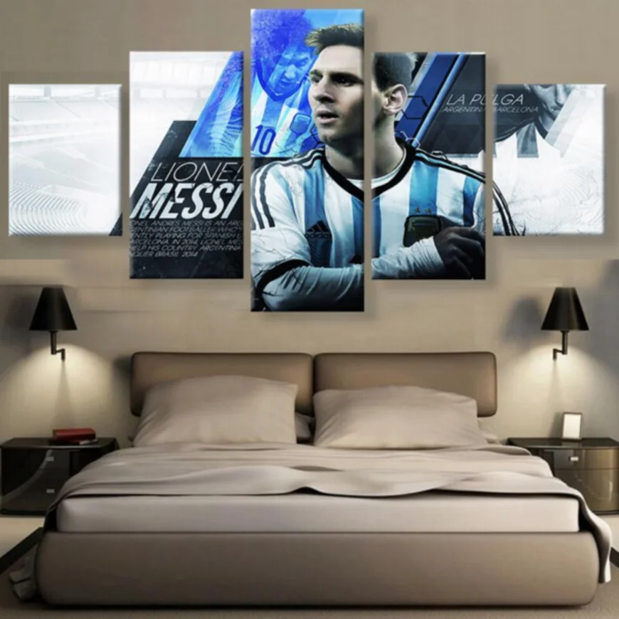HD печать 5 шт. messi Аргентина холст настенная живопись современный домашний декор