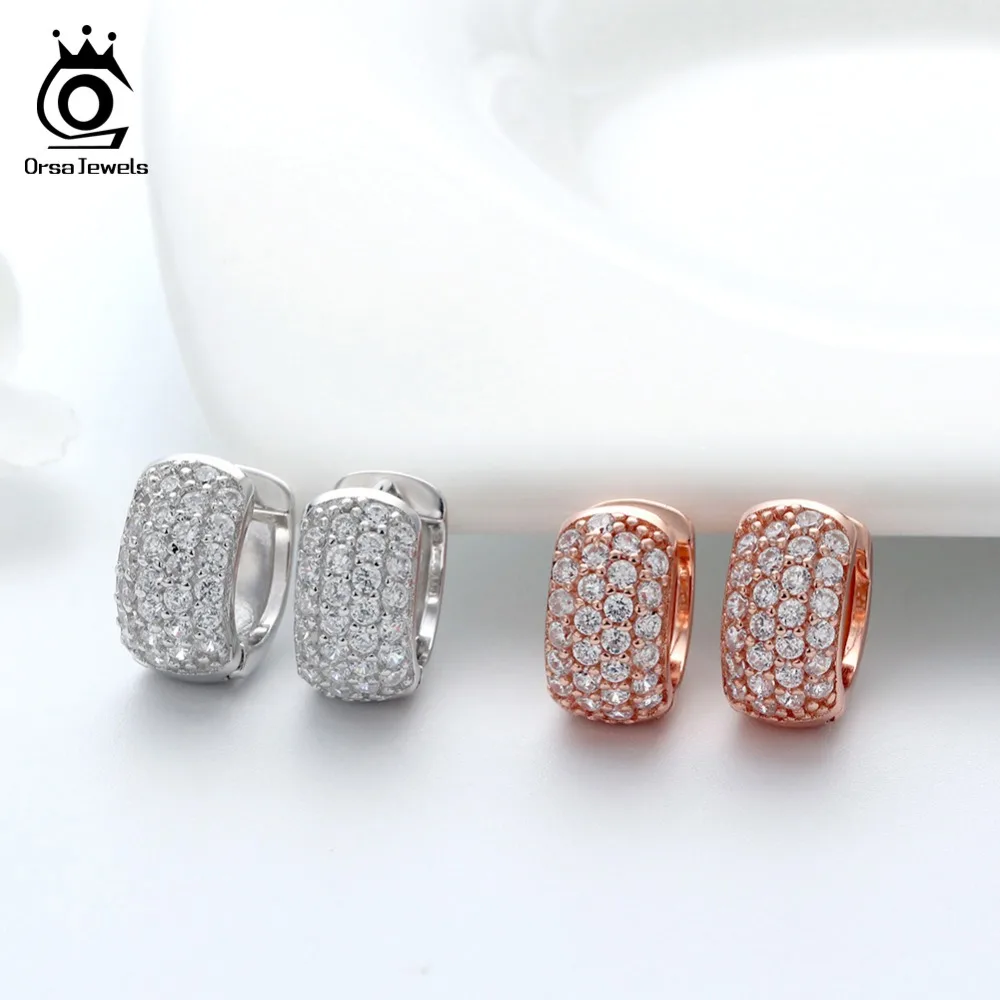 ORSA JEWELS женские серебряные серьги-кольца из натуральной 925 пробы, маленький серебряный цвет, розовое золото, Женские Ювелирные украшения для вечеринки, подарок, SE101