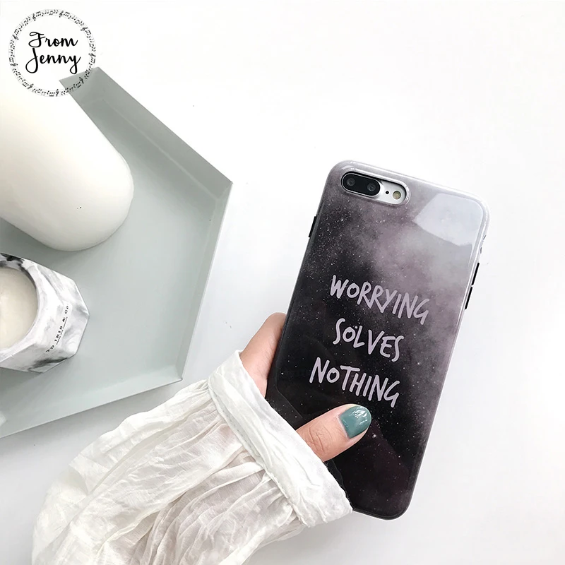 От Jenny серый письмо чехол для iphone X 8 плюс 6 мягкий ТПУ задняя крышка 7 plus S + простой |