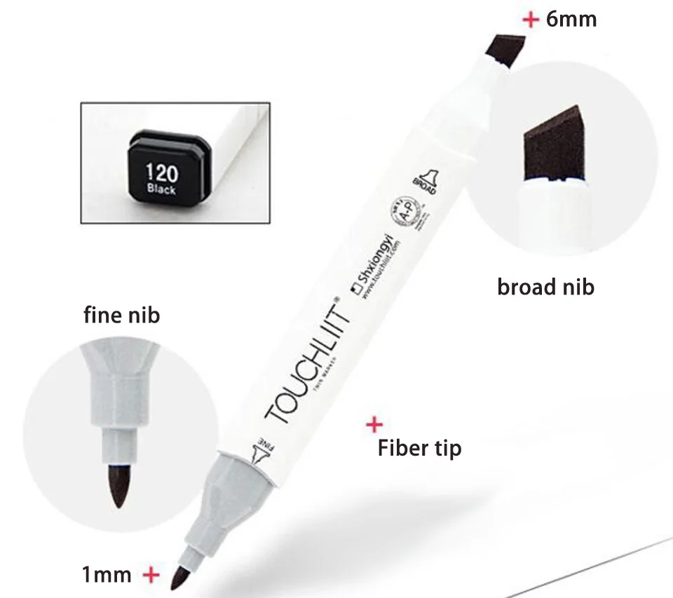 Touchliit 0# цвет меньше блендер алкоголь арт маркеры 120# черный цвет Эскиз Рисование маркером анимация манга двойные графические ручки