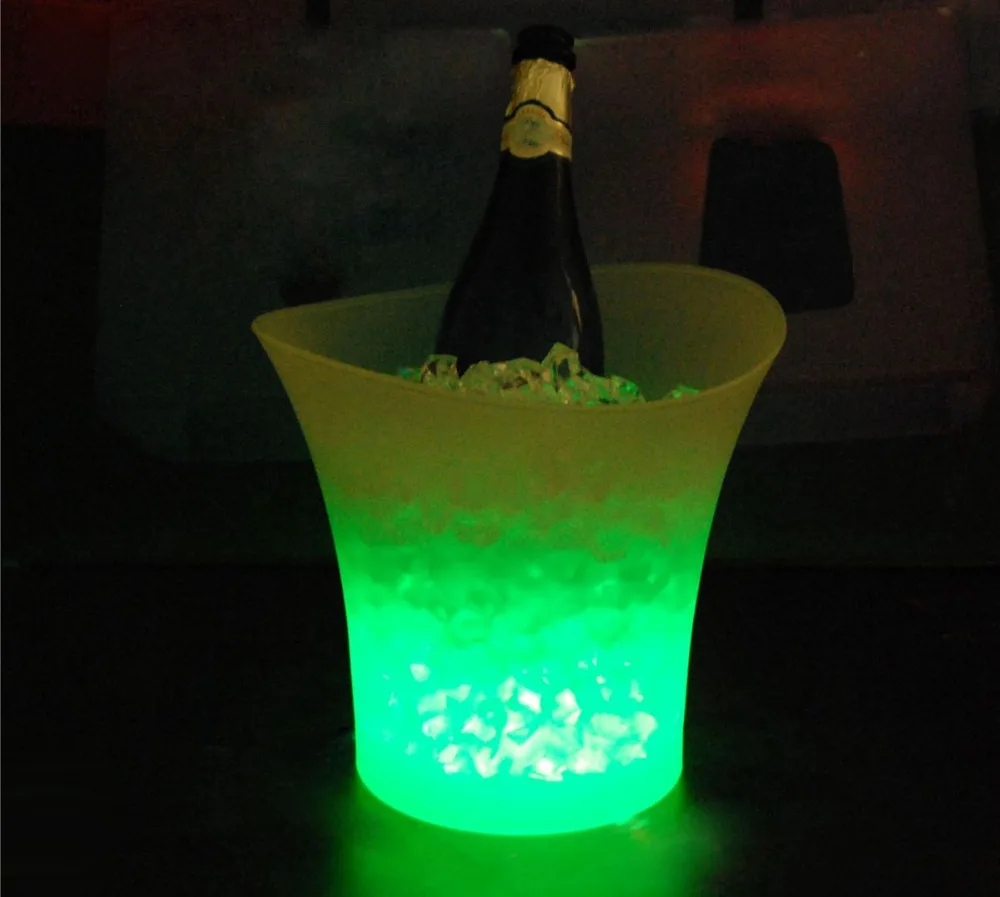 

5L Bar LED Ice Buckets Acrylic Luminous Barrel Rechargeable Changing ICE Bucket Champagne Beer Plastic Ice Bucket party props
