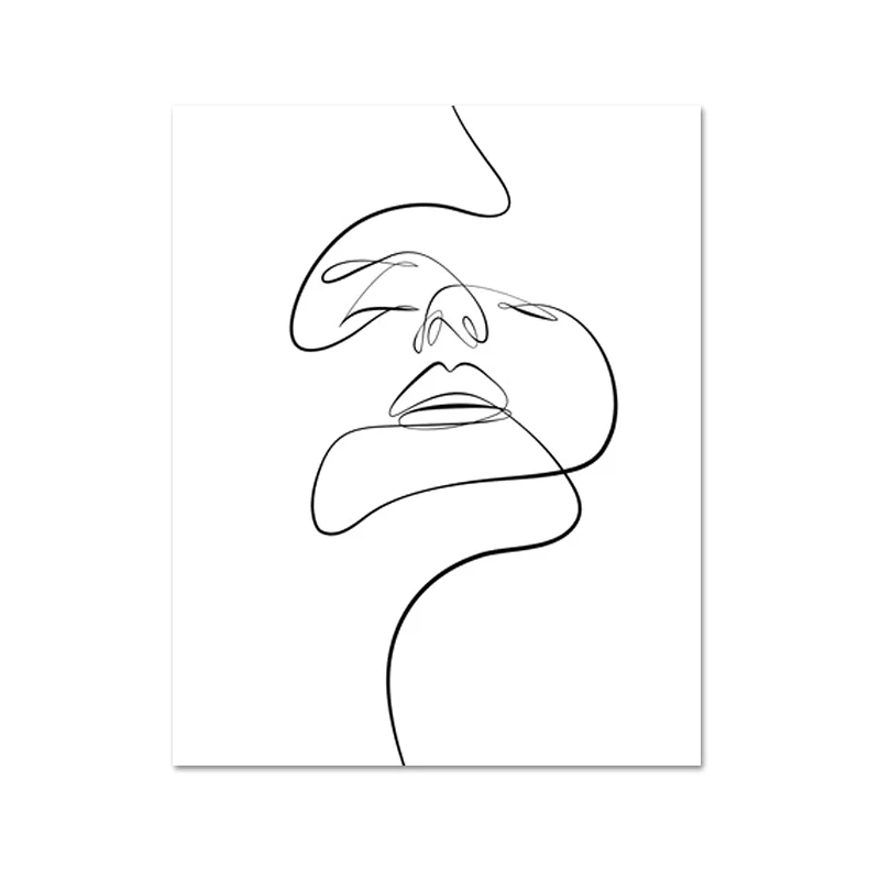L506-1 Abstract Female Face Print One Line Drawing Feminine Continuous Lines Minimalist Artwork Modern Wall Art Picture for Living Room - Цвет: L506-1