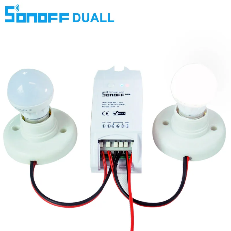 Sonoff Dual 2CH Wifi умный переключатель домашний пульт дистанционного управления