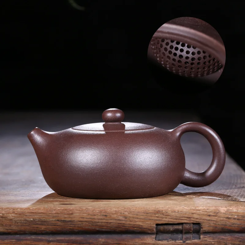 

240ml Chinese yixing zisha tea pot purple clay real original ore handmade pots marked ball shaped infuser holes China pot of tea