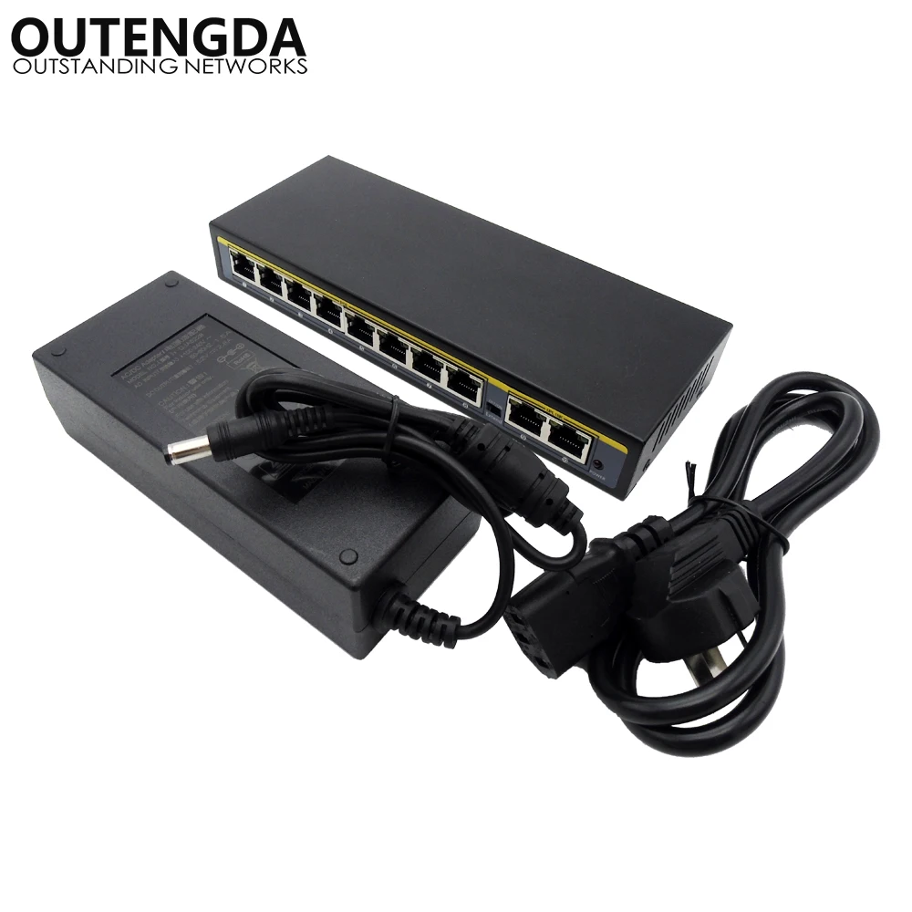 2 + 8 портов 100 Мбит/с PoE коммутатор адаптер питания по Ethernet IEEE 802.3af/at для камер AP VoIP