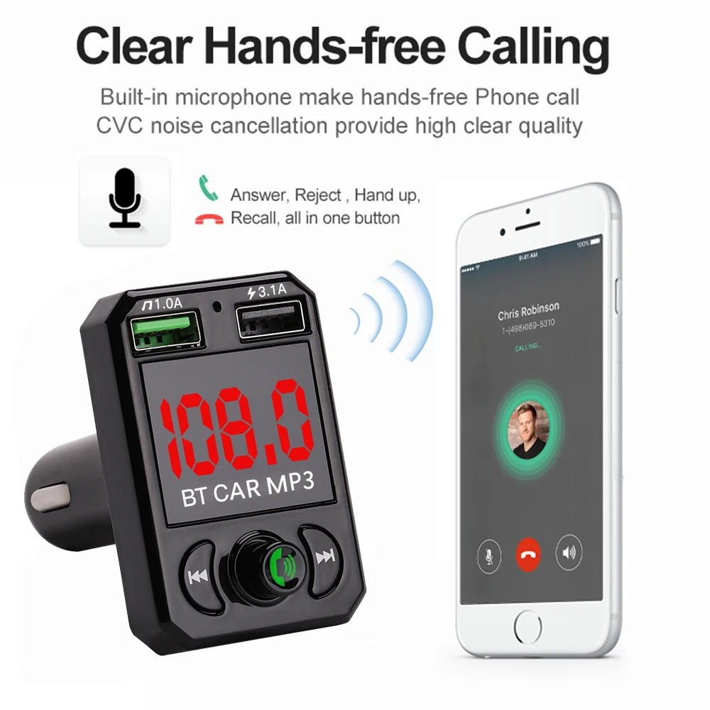 1 шт. Bluetooth автомобильный комплект fm передатчик MP3 плеер с светодиодный двойной USB