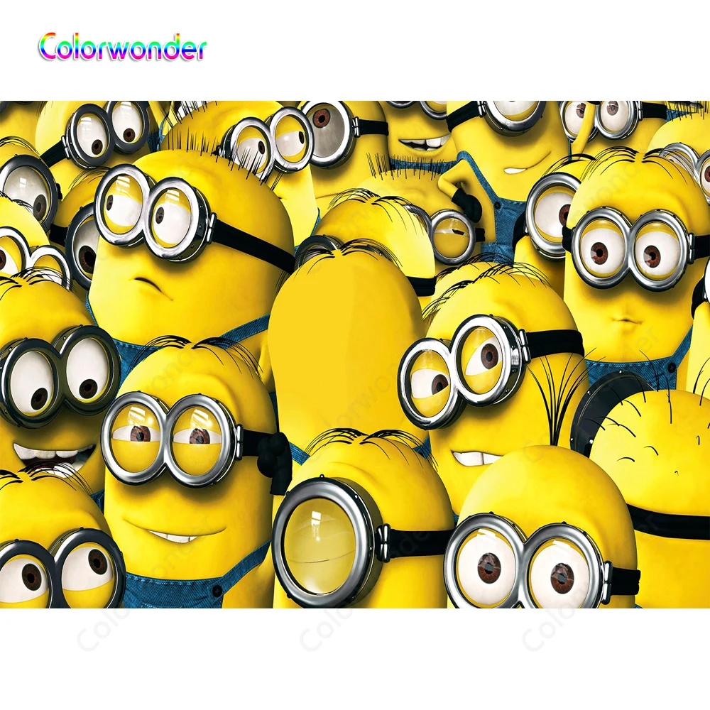 Фотофон Colorwonder много различных миньонов с очками и джинсовые комбинезоны 7x5ft