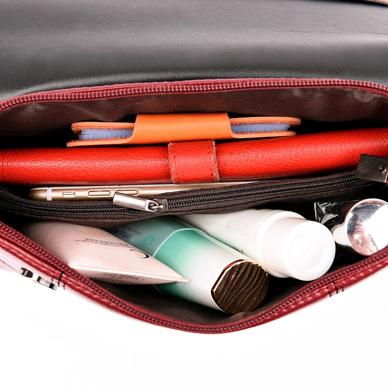 Женская сумка дизайнерская на одно плечо модная и кошелек Наклонная Сумка женская новая черная красная в