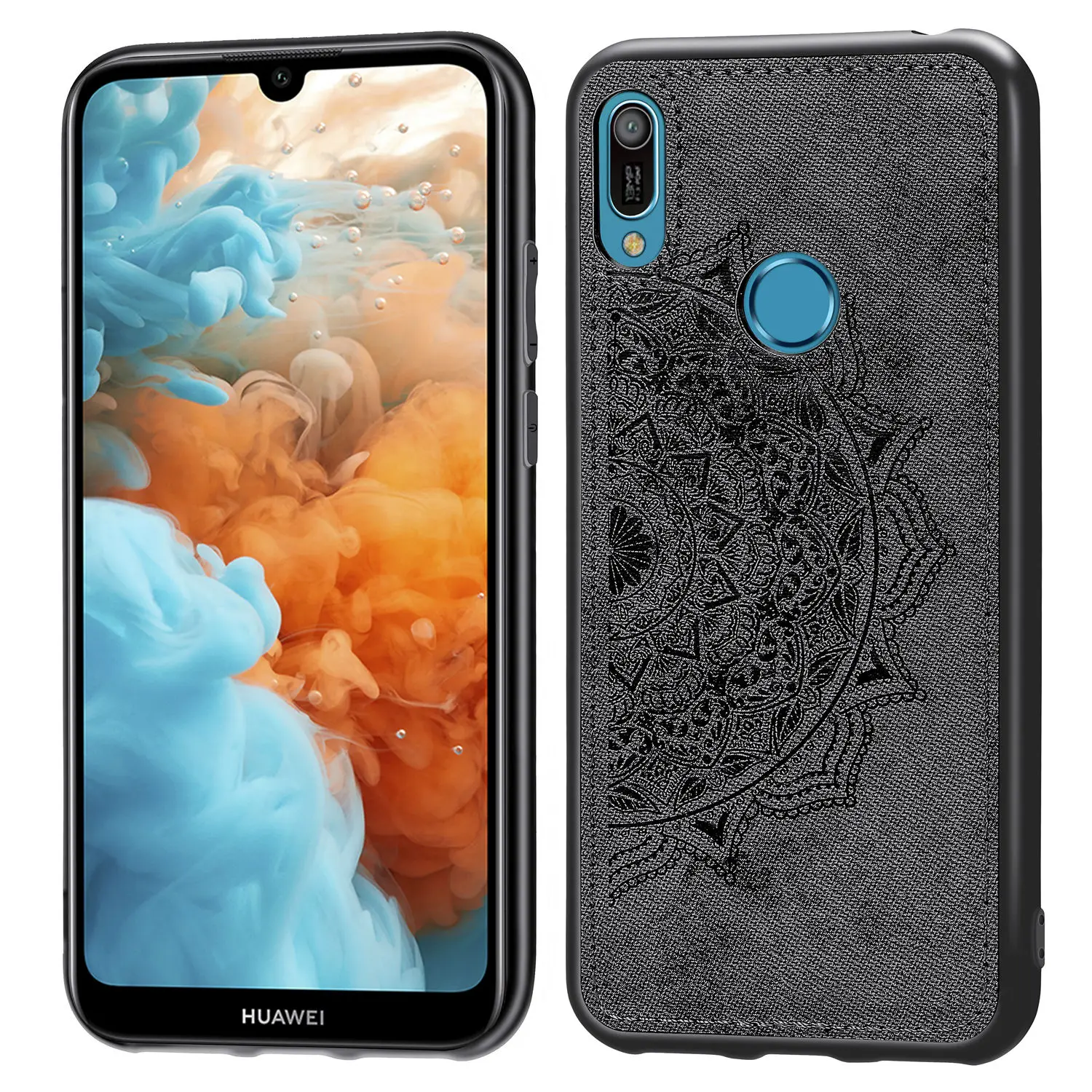 MUCHI Cover For Huawei Y6 2019 Case Fabric Cloth Soft Silicone Back Phone Cases on Pro Prime |