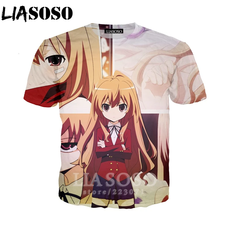LIASOSO Летний Новый мужской женский модный свитшот 3D принт аниме Toradora футболка с