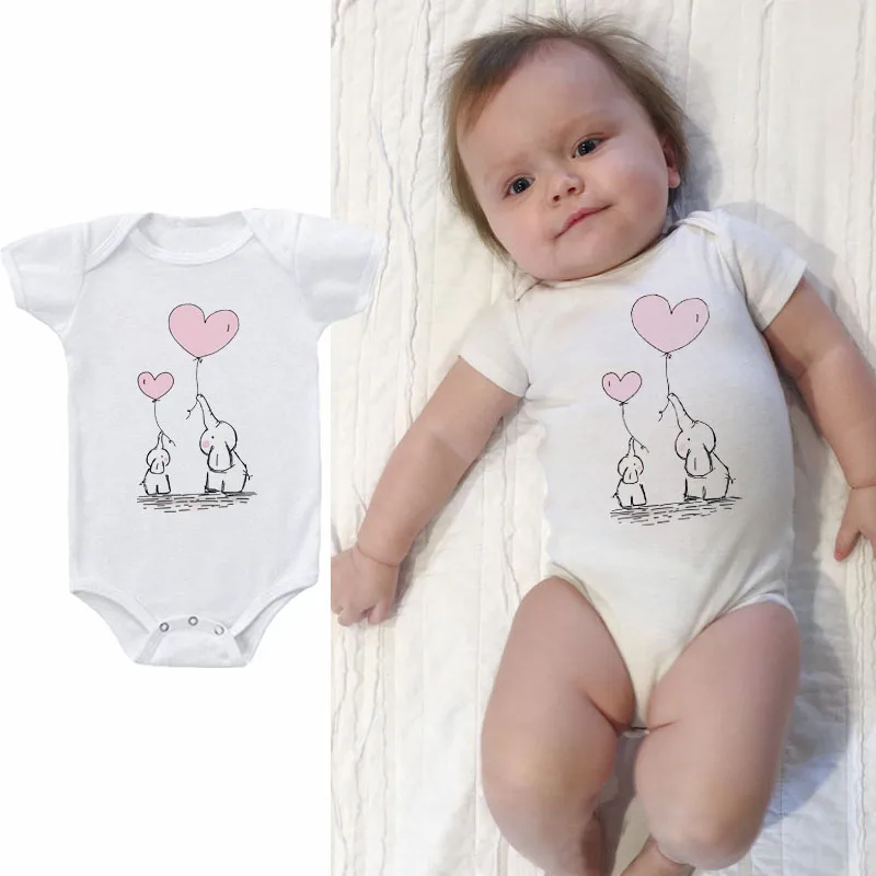 

Cute Elephant Baby Clothes Cotton Newborn Baby Girl Boy Short Sleeve Romper Summer Baby Clothing 0-24M
