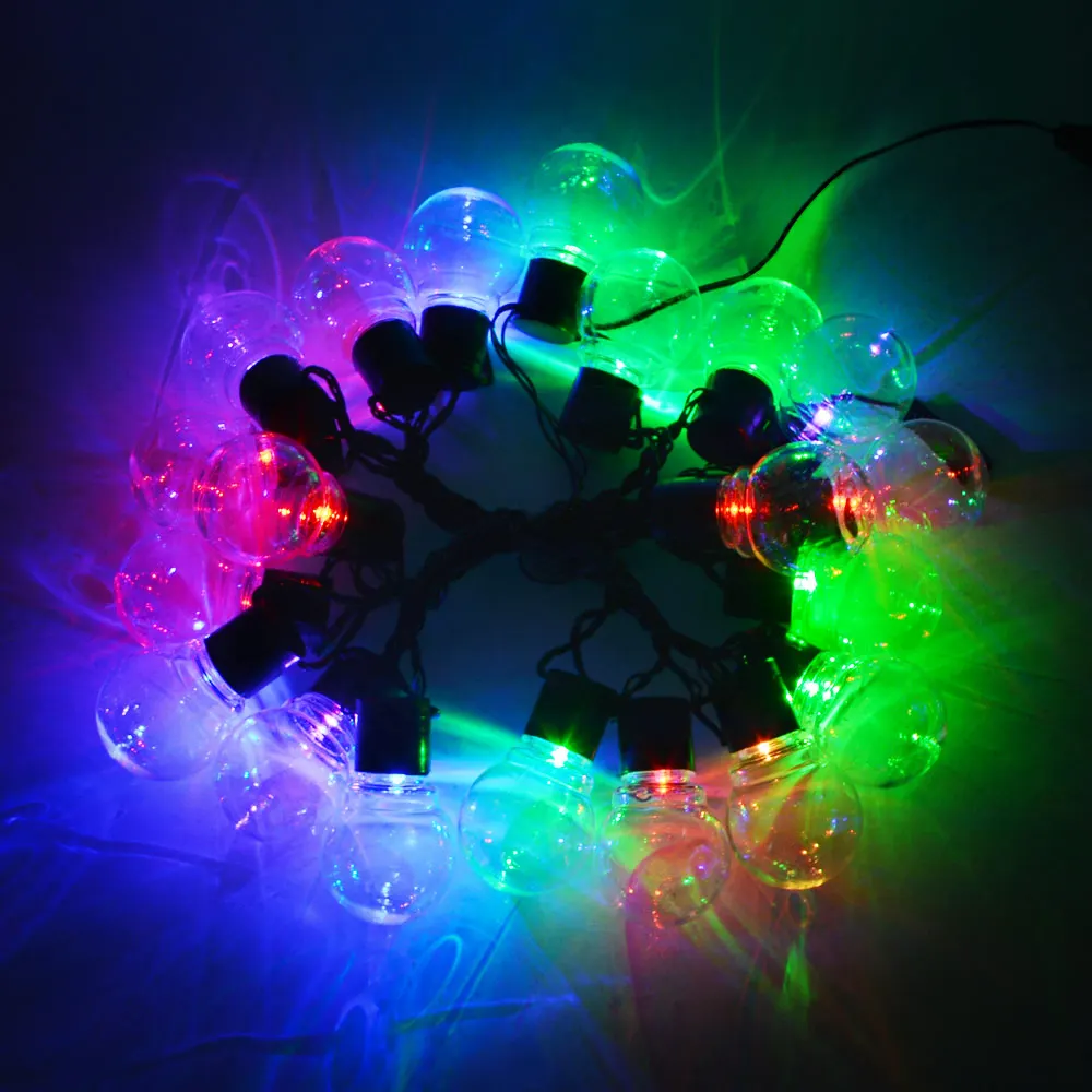 Уличный светодиодный светильник-гирлянда 20 м, 15 м, 10 м, 5 м, Рождественская гирлянда, переменный ток, 220 В-240 В, Европейский штекер, садовый светильник, декоративная лампа - Emitting Color: Multicolor -- Clear