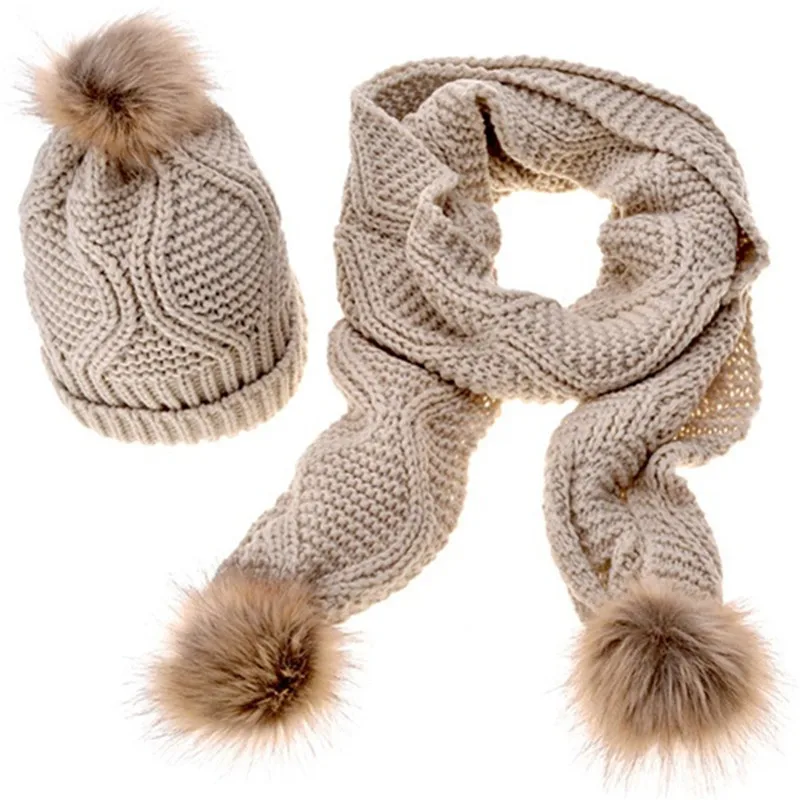 Новинка 2017 Женский комплект из шапки и шарфа вязаные модные женские теплые