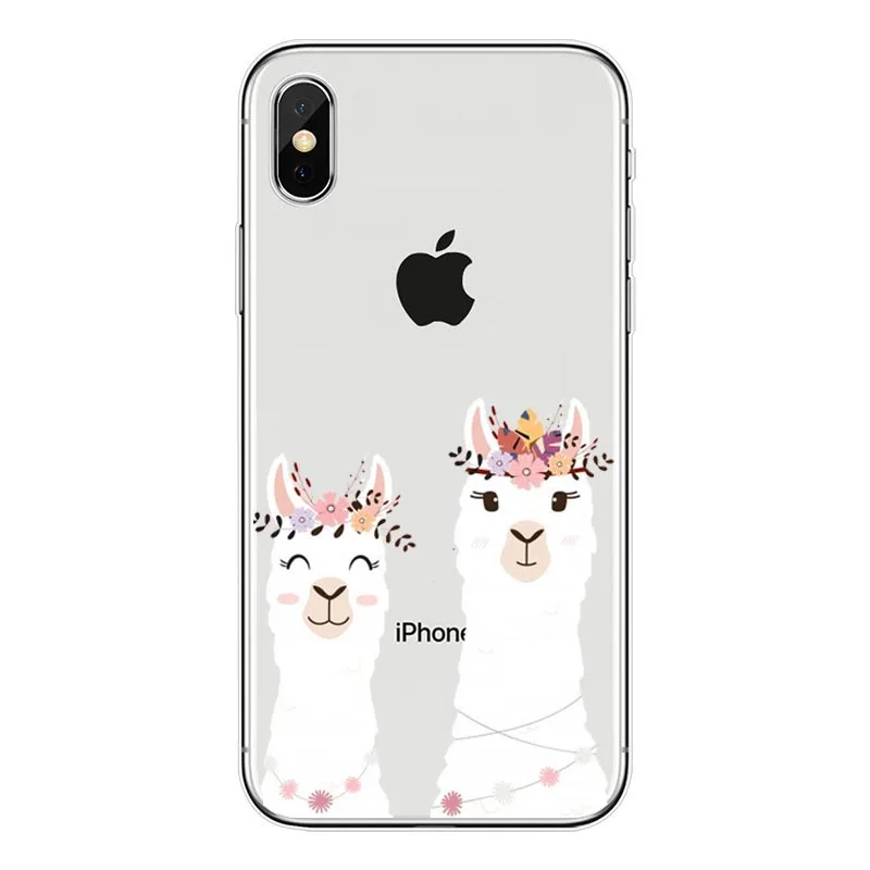 Прекрасный лама ламы альпаки Мягкий ТПУ мобильный телефон чехлы для iphone X XS XR MAX 12