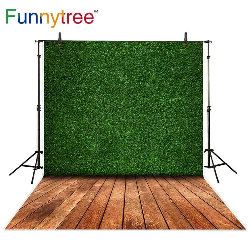 Фоны для фотосъемки Funnytree зеленая трава искусственная газон поле винтажный