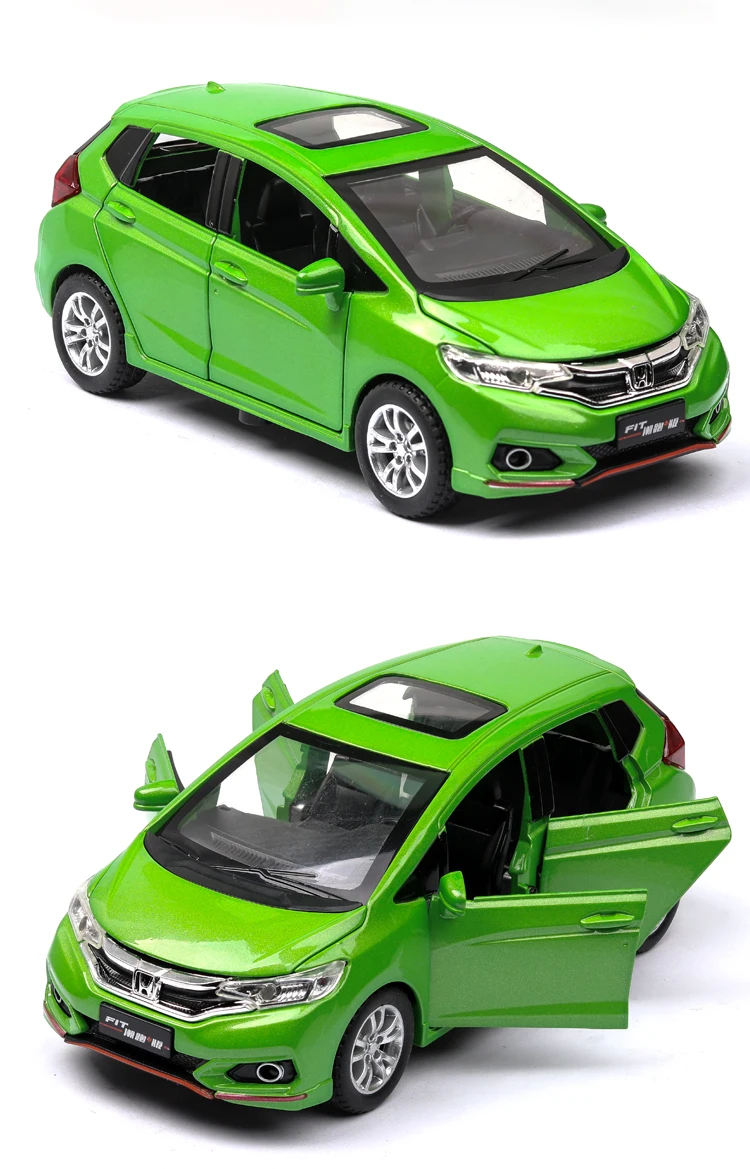 Горячая 1:32, модель автомобиля из сплава, высокая имитация, Honda Fit, металлические литые игрушки, игрушечные транспортные средства, оттягивающие назад, мигающие музыкальные детские игрушки