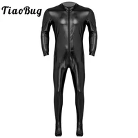 tiaobug men stretchy long sleeves full body jumpsuit stage performance dance costumes ballet gymnastics leotard unitards overall
