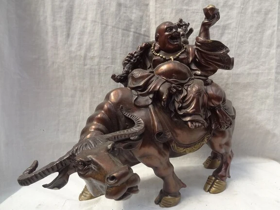 Bir 004123 14 &quotкитайская Бронзовая позолота YuanBao счастливый Смеющийся Maitreya Будда