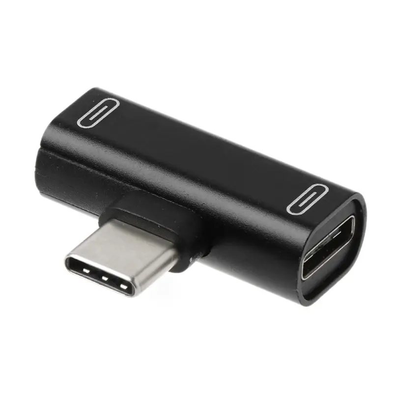 Черный Двойной тип C USB-C наушники аудио зарядка зарядное устройство адаптер сплиттер конвертер для Xiaomi 6 6X8 Note3 Mix 2 huawei mate - Цвет: Черный