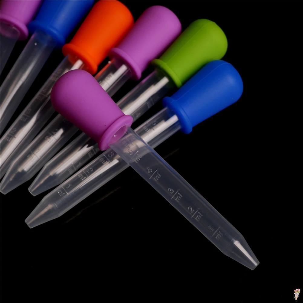 

5ML 2ML Clear Silicone Plastic Baby Medicine Dropper Spoon Pipette Liquid Food Dropper Burette 12cm*2cm random color