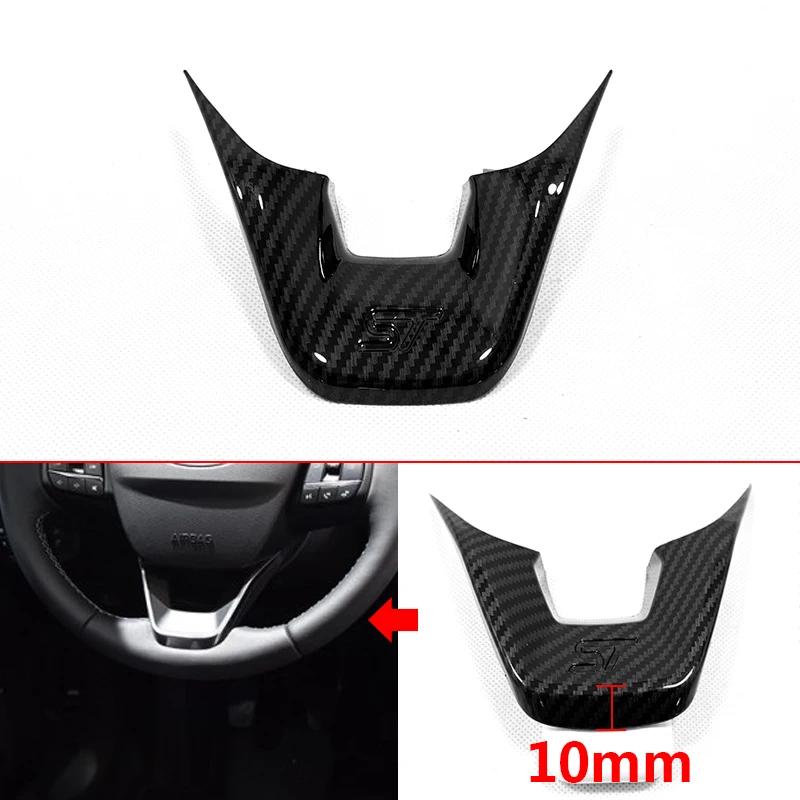 Для Ford Fiesta MK8 2017 2019 ABS углеродное волокно/матовая ST отделка рулевого колеса кнопки