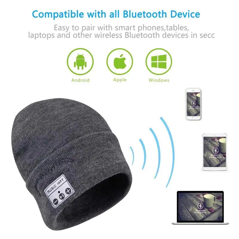 Fashion Bluetooth Beanie Music Hat with Speaker Wileless Bluetooth Headphone Headset Earphone Smart Hat+Touch Screen Gloves