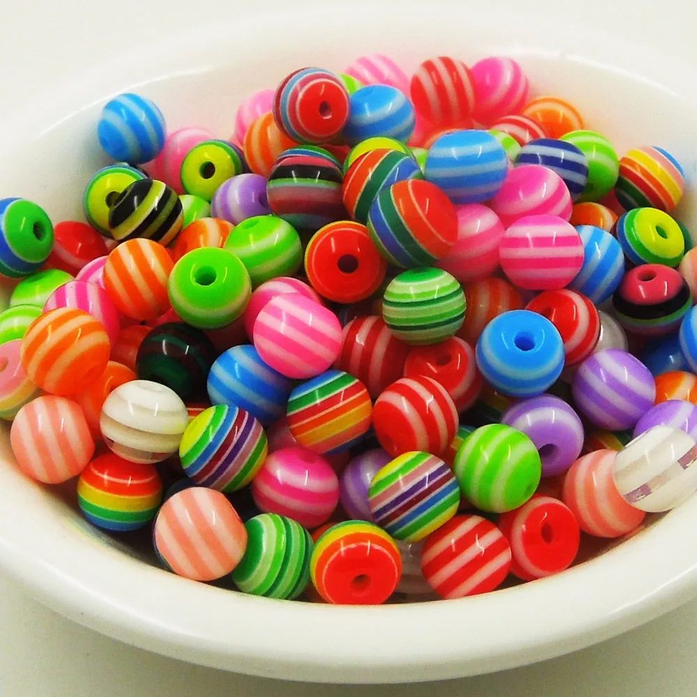 

6mm 100pcs Resin diy beads stripe spacer colors Stripe,Hole Size1.5mm, for Making necklace bracelet diy craft , for kid gift