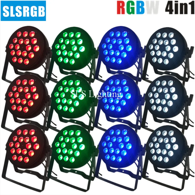 

12pcs/lot slim par 64 light 18x12w rgbw 4in1 led par lamp dj equipment light Quad colorLighting dmx512 Light 18pcs 12w 4in1 par