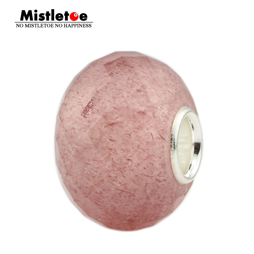 Mistletoe 925 серебро пробы ограненный природный камень клубника кварц Шарм керамический акриловый бисер браслет ювелирные изделия