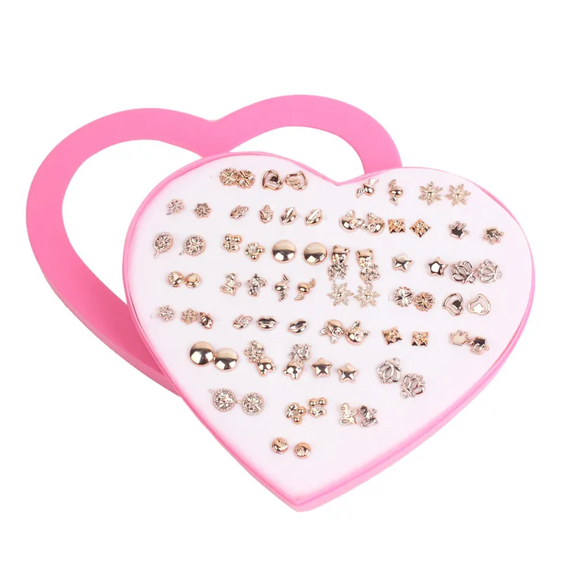 C 36 pairs/set Women Geometric Heart Flower Stud Earrings Sets New Gold Silver Color Metal Bowknot Earring Female Jewelry Gifts - Окраска металла: C