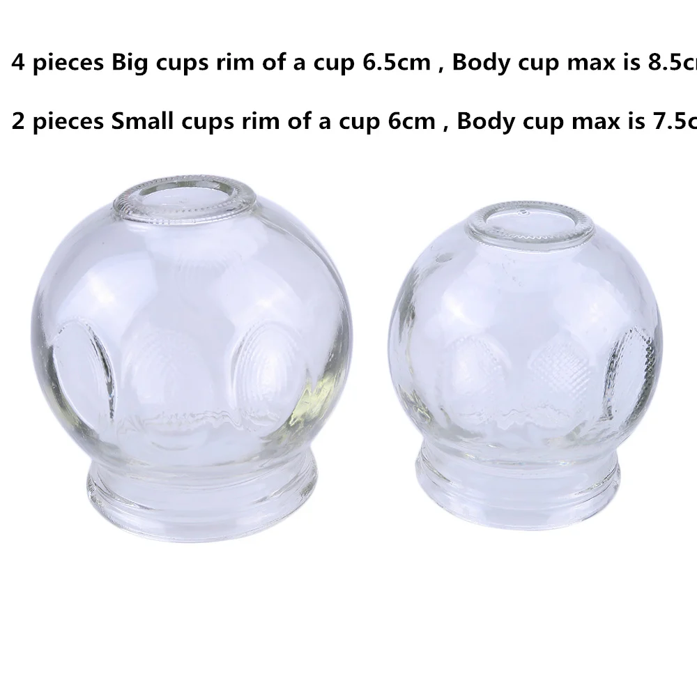 Стеклянные материалы для массажа 6 шт. терапии целлюлита вакуумные чашки