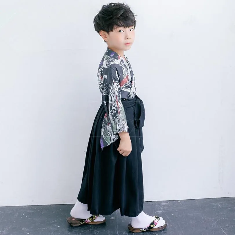 Cosplay Kimono Kids baby Japanese Children Clothing Halloween Samurai boy Teens Bathrobe Coat Y596 | Детская одежда и обувь