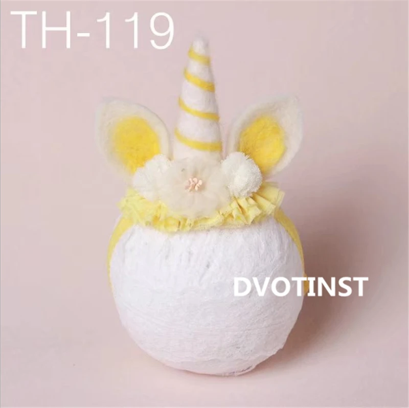 TH119 Dvotinst/реквизит для фотосъемки новорожденных; милый головной убор с ушками единорога; головной убор; фон для фотосъемки в студии - Цвет: TH119
