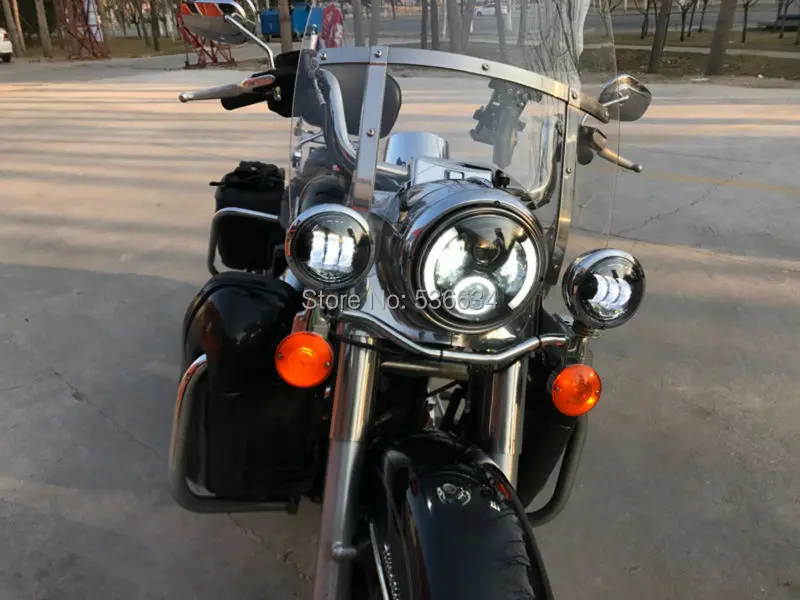 

7"LED Headlight Projector Hi/Low Beam with DRL White/Amber+7"Headlight Mounting Bracket&4.5"Led Fog Lights for Electra Glide