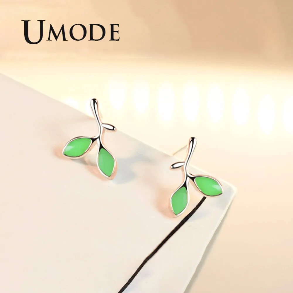 Женские серьги-гвоздики с листьями UMODE простые маленькие ювелирные украшения в