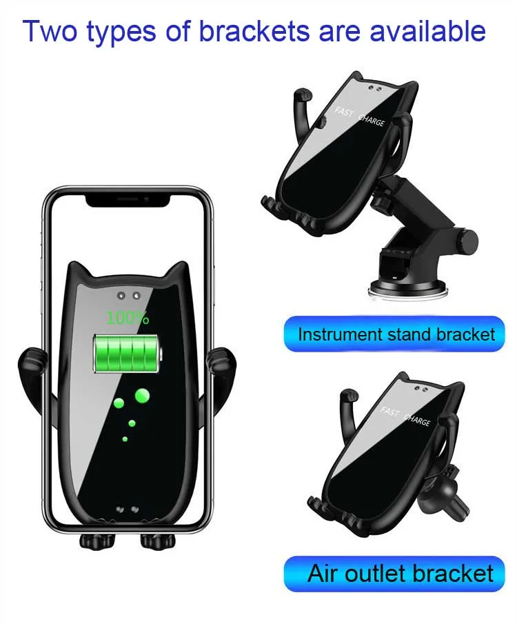 10 Вт автомобильный держатель Qi Беспроводное зарядное устройство для Iphone 8 X XS MAX