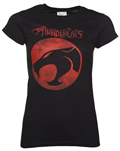 Для женщин s черный Thundercats логотип Футболка тонкая футболка | Женская одежда