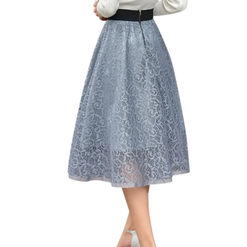 

New Sweet Layered Tulle A-line Long Skirts Elastic Waist Puff Mesh Ankle-length Pleated Mid-Calf