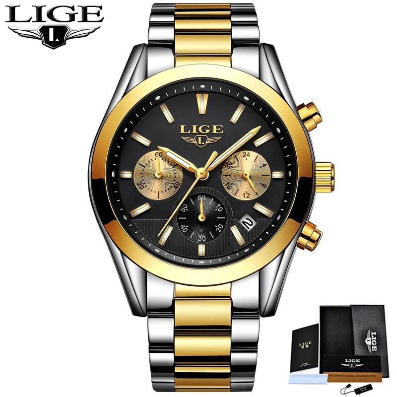

LIGE Watches Mens Waterproof Analog Clock Fashion Stainless Steel Waterproof Luminous Watches Men Casual Sport Relogio Masculino